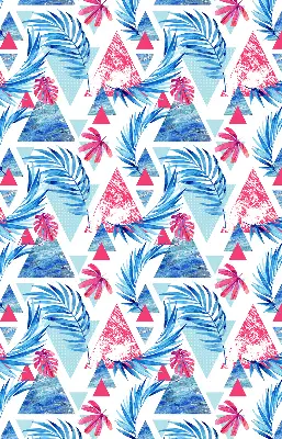 Rollo lichtundurchlässig Blaue Blätter und Dreiecke