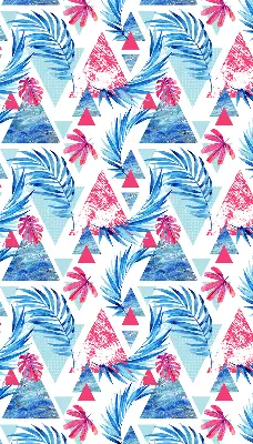 Rollo lichtundurchlässig Blaue Blätter und Dreiecke