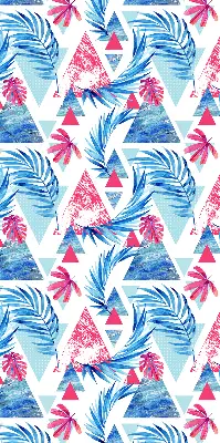 Rollo lichtundurchlässig Blaue Blätter und Dreiecke