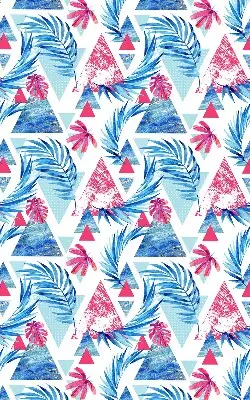Rollo lichtundurchlässig Blaue Blätter und Dreiecke