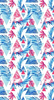 Rollo lichtundurchlässig Blaue Blätter und Dreiecke
