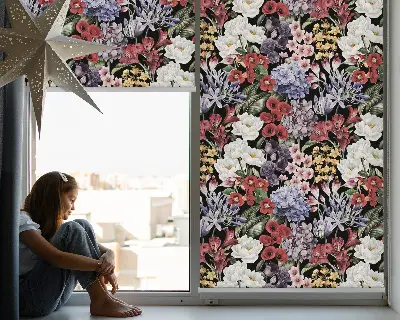 Rollo lichtundurchlässig Bunte Blumen