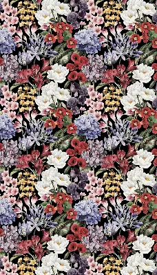 Rollo lichtundurchlässig Bunte Blumen