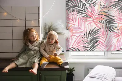 Rollo lichtundurchlässig Rosa und schwarze Blätter
