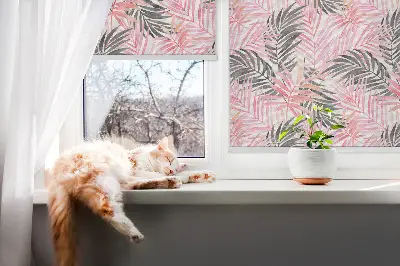 Rollo lichtundurchlässig Rosa und schwarze Blätter