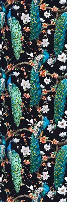 Verdunkelungsrollo Pfau mit Blumen