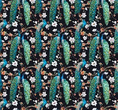 Verdunkelungsrollo Pfau mit Blumen