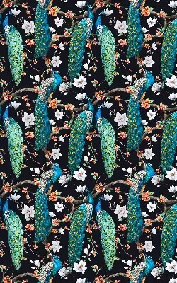 Verdunkelungsrollo Pfau mit Blumen