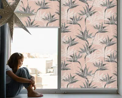 Fenster rollo Graue Blumen