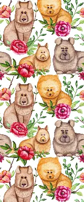 Fenster rollo Hunde zwischen den Blumen