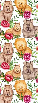 Fenster rollo Hunde zwischen den Blumen