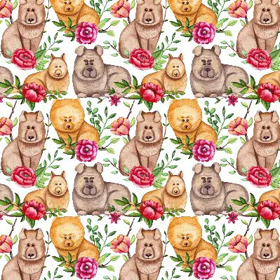 Fenster rollo Hunde zwischen den Blumen