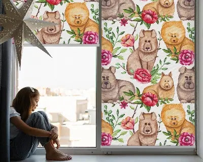 Fenster rollo Hunde zwischen den Blumen