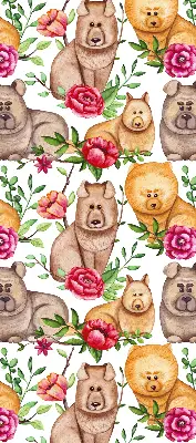 Fenster rollo Hunde zwischen den Blumen
