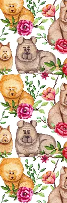 Fenster rollo Hunde zwischen den Blumen