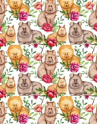 Fenster rollo Hunde zwischen den Blumen