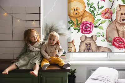 Fenster rollo Hunde zwischen den Blumen