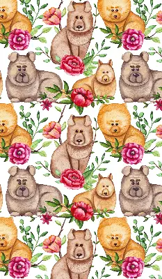 Fenster rollo Hunde zwischen den Blumen