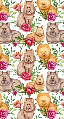 Fenster rollo Hunde zwischen den Blumen