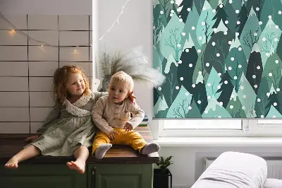 Rollo lichtundurchlässig Wald und fallender Schnee