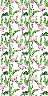 Rollo lichtundurchlässig Flamingos bei den Blättern