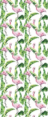 Rollo lichtundurchlässig Flamingos bei den Blättern