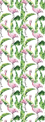 Rollo lichtundurchlässig Flamingos bei den Blättern