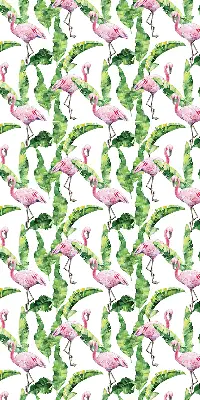 Rollo lichtundurchlässig Flamingos bei den Blättern