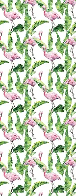 Rollo lichtundurchlässig Flamingos bei den Blättern