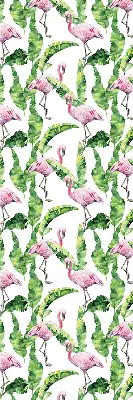 Rollo lichtundurchlässig Flamingos bei den Blättern