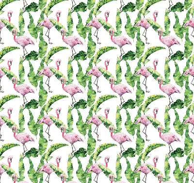 Rollo lichtundurchlässig Flamingos bei den Blättern