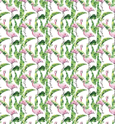 Rollo lichtundurchlässig Flamingos bei den Blättern