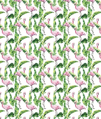 Rollo lichtundurchlässig Flamingos bei den Blättern