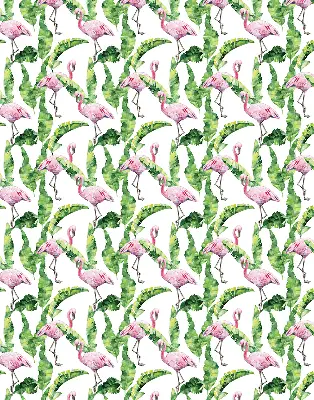 Rollo lichtundurchlässig Flamingos bei den Blättern