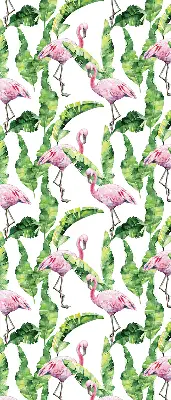 Rollo lichtundurchlässig Flamingos bei den Blättern