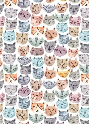 Verdunkelungsrollo Bunte Katzengesichter