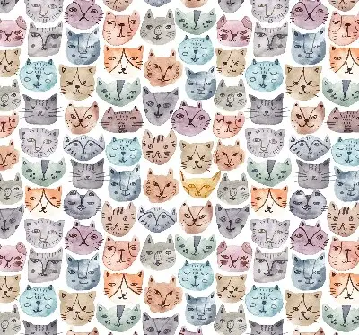 Verdunkelungsrollo Bunte Katzengesichter