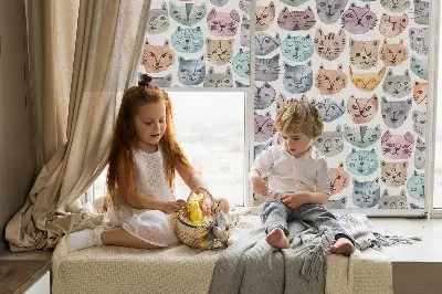 Verdunkelungsrollo Bunte Katzengesichter