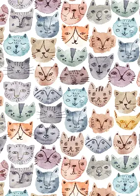 Verdunkelungsrollo Bunte Katzengesichter