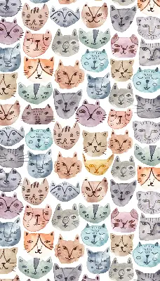 Verdunkelungsrollo Bunte Katzengesichter