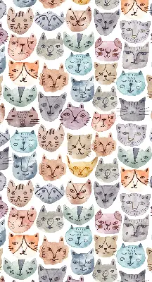 Verdunkelungsrollo Bunte Katzengesichter