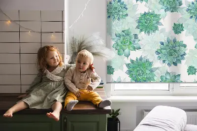 Fenster rollo Grüne Blumen