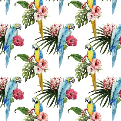 Rollo lichtundurchlässig Papagei auf Blumen