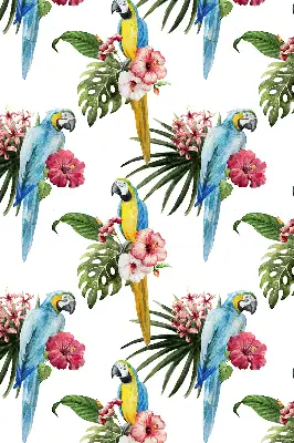 Rollo lichtundurchlässig Papagei auf Blumen