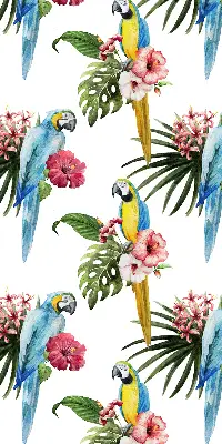 Rollo lichtundurchlässig Papagei auf Blumen