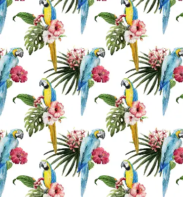 Rollo lichtundurchlässig Papagei auf Blumen