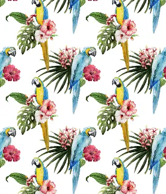 Rollo lichtundurchlässig Papagei auf Blumen