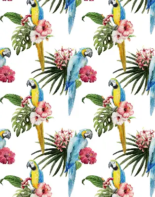 Rollo lichtundurchlässig Papagei auf Blumen