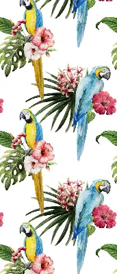 Rollo lichtundurchlässig Papagei auf Blumen