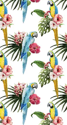 Rollo lichtundurchlässig Papagei auf Blumen